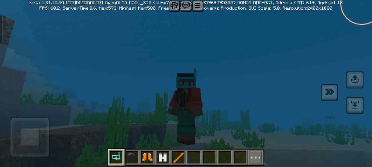 Mask for Diving Tools Mod for Minecraft PE