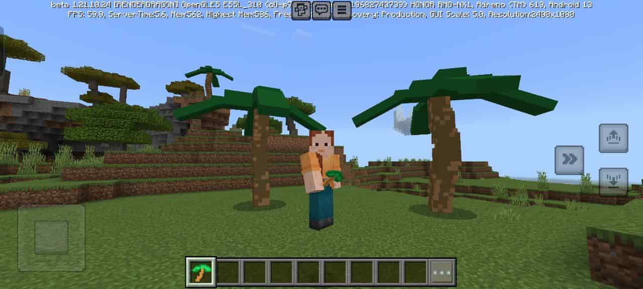 Size for Palm Tree Mod for Minecraft PE