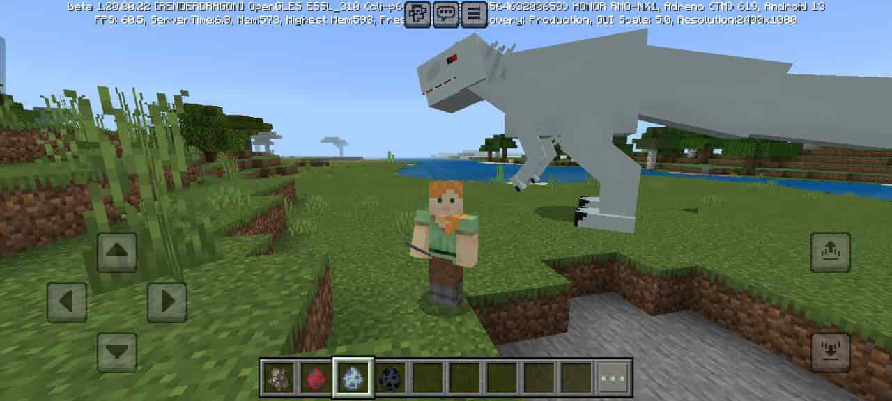 Size for Mod 4 Big Dinosaurs for Minecraft PE