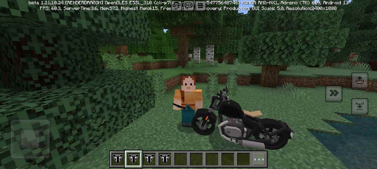 Size for 2017 Triumph Bonneville Bobber Mod for Minecraft PE