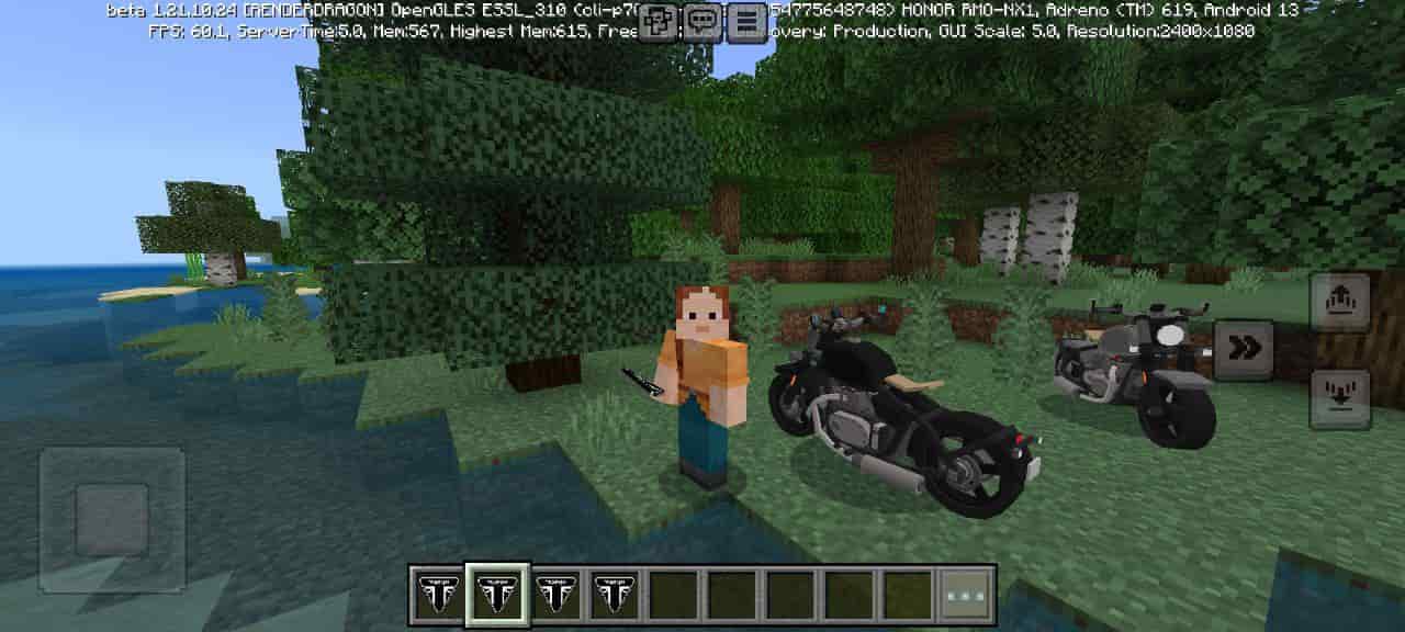 View for 2017 Triumph Bonneville Bobber Mod for Minecraft PE