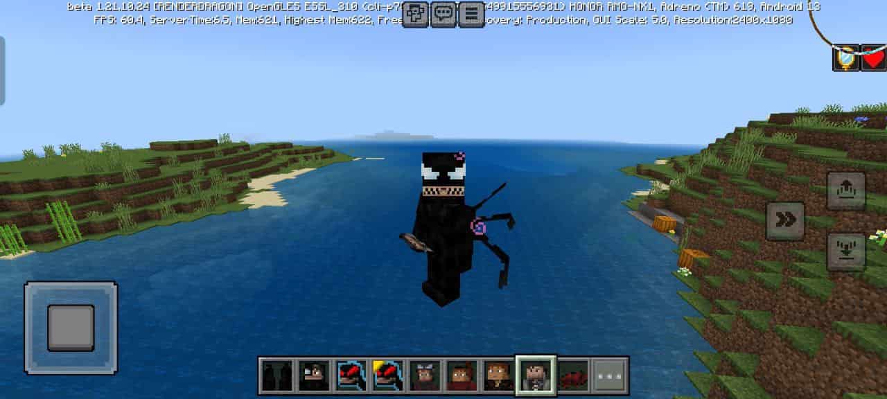 Size for Venom Mod for Minecraft PE